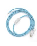 Power Cord with in-line switch, RZ11 Light Blue & White Chevron - Choose color of switch/plug