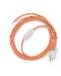 Power Cord with in-line switch, RZ15 Orange & White Chevron - Choose color of switch/plug