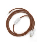 Power Cord with in-line switch, RZ23 Gold & Burgundy Rayon Chevron - Choose color of switch/plug