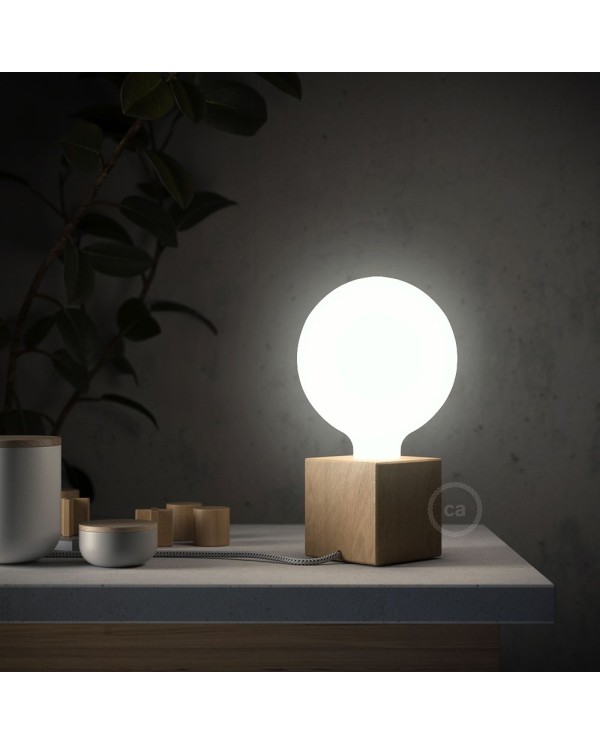 The Posaluce Cubetto | Natural Wood Table Lamp