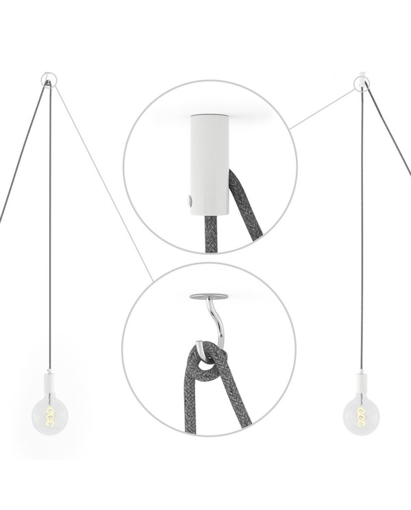 Spider, multiple suspension with 5 pendants, white metal, RM01 White cable