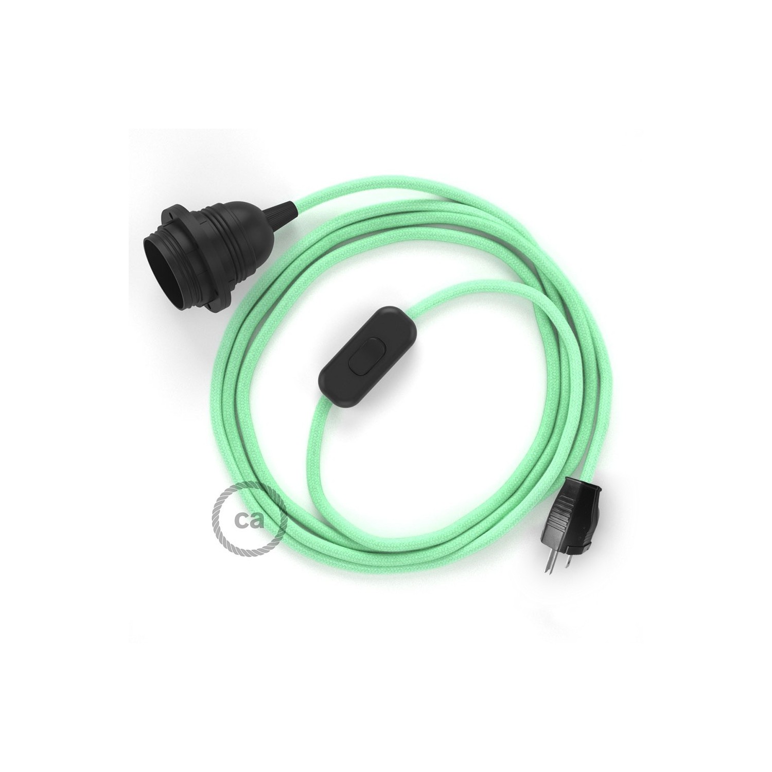 Plug-in Pendant with inline switch | RC34 Mint Green Cotton