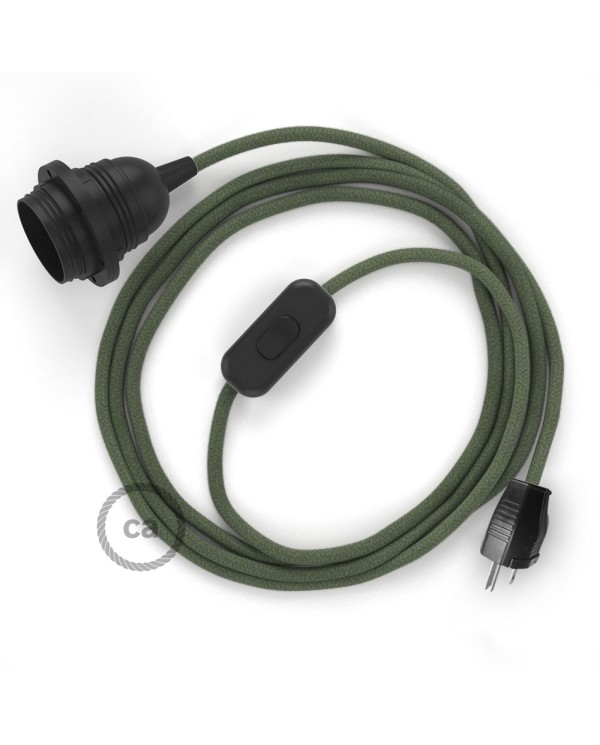 Plug-in Pendant with inline switch | RC63 Gray Green Cotton