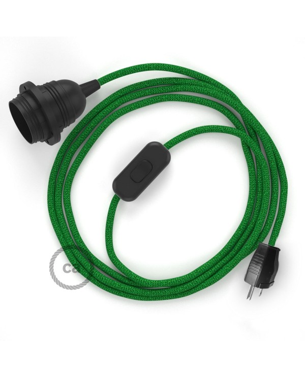 Plug-in Pendant with inline switch | RL06 Green Glitter