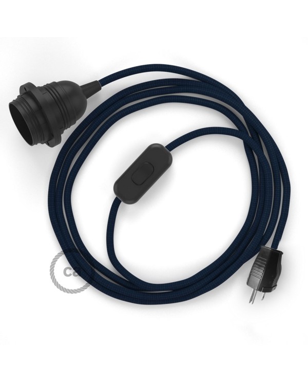 Plug-in Pendant with inline switch | RM20 Dark Blue Rayon