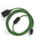 Plug-in Pendant with inline switch | RX08 Green Cotton Tweed