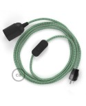 Plug-in Pendant with inline switch | RZ06 Green & White Chevron