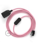 Plug-in Pendant with inline switch | RZ08 Fuchsia & White Chevron