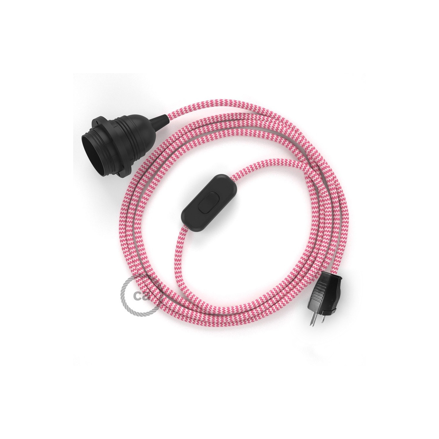 Plug-in Pendant with inline switch | RZ08 Fuchsia & White Chevron