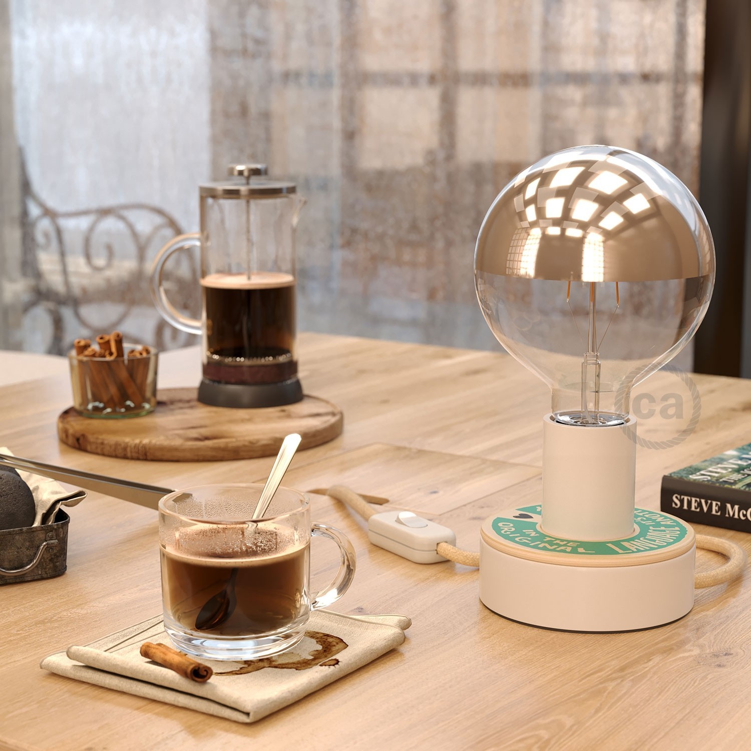 MINI-UFO: reversible wooden disk for Table Lamp: COVER + ORIGINAL LANGUAGE