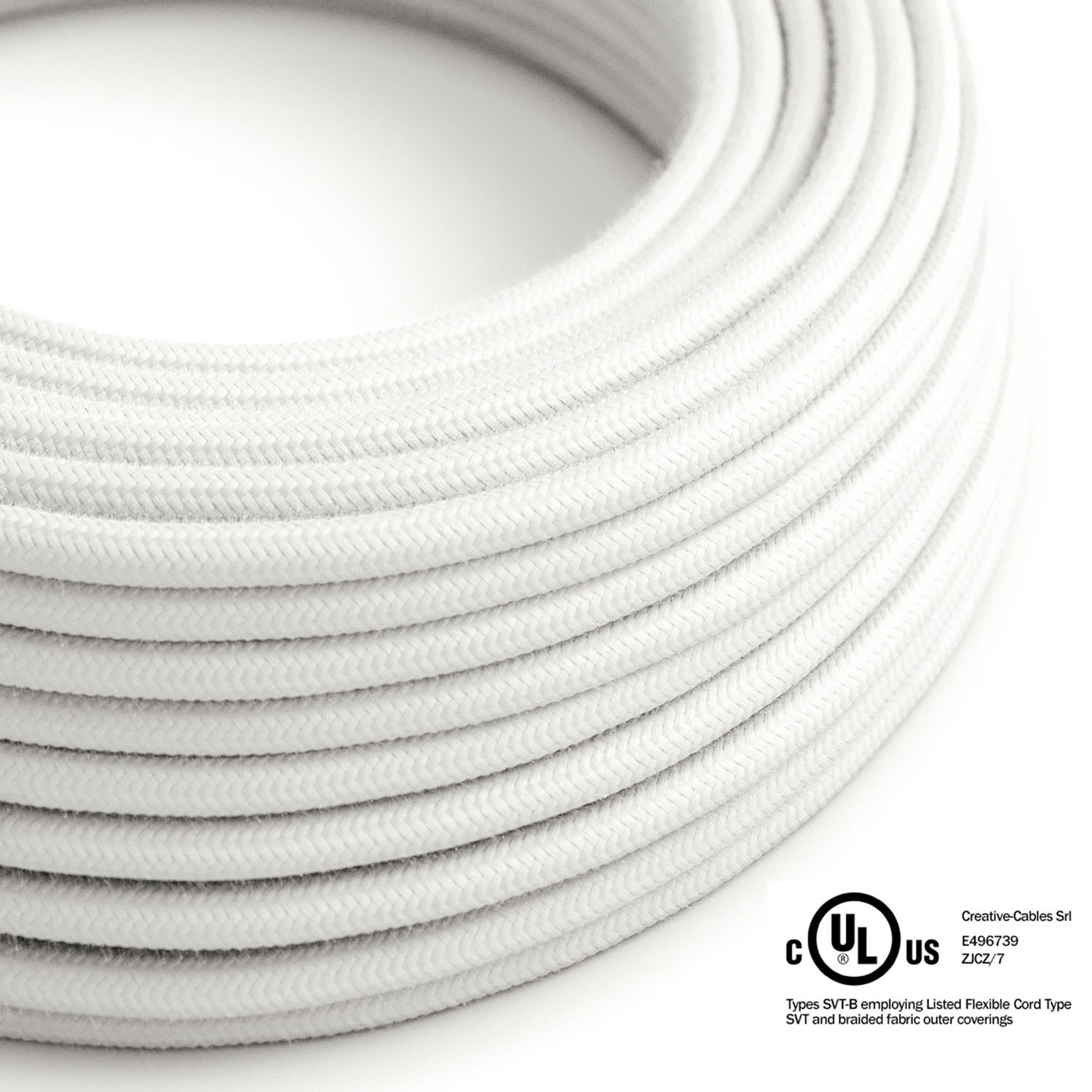 White Cotton covered Round electric cable - RC01