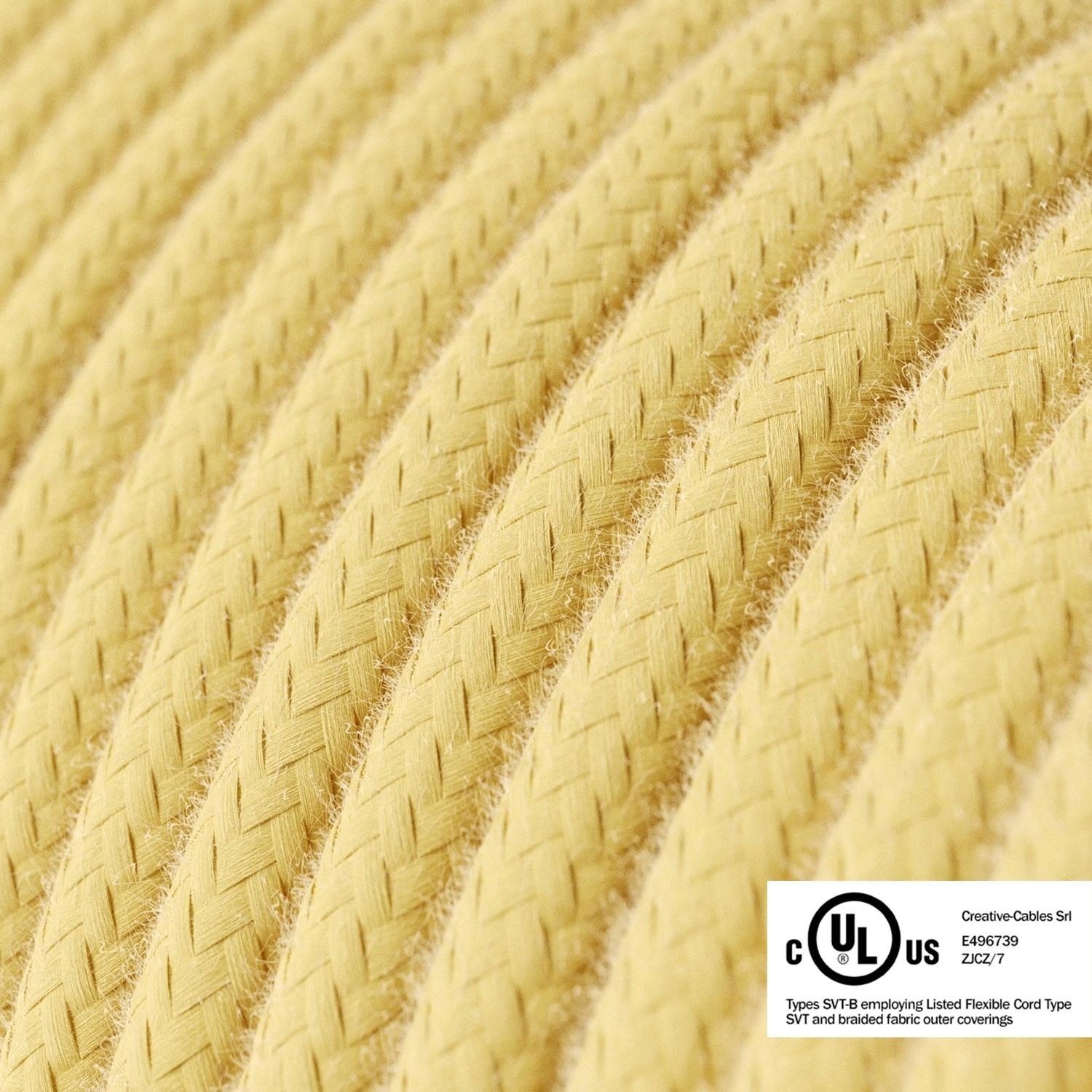 Pale Yellow Cotton covered Round electric cable - RC10