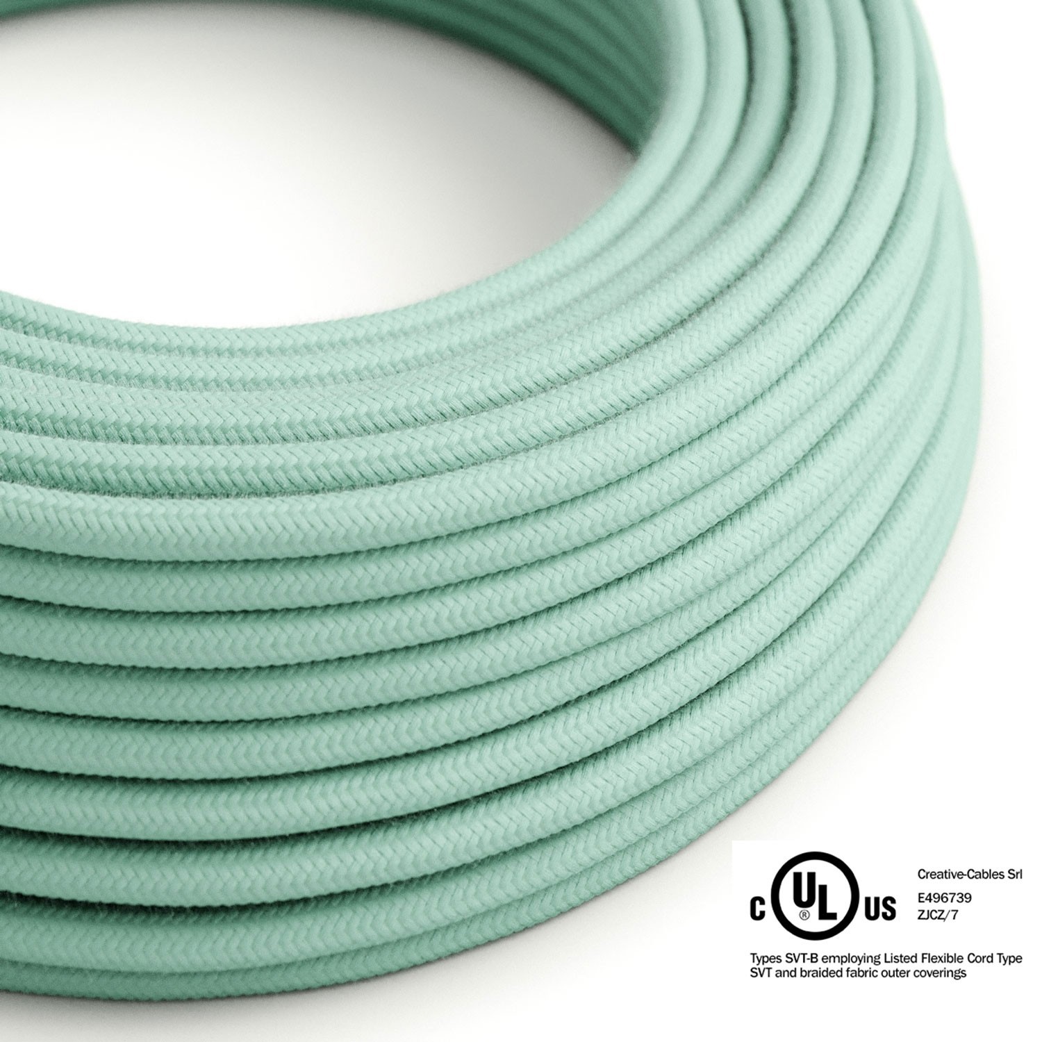 Mint Green Cotton covered Round electric cable - RC34