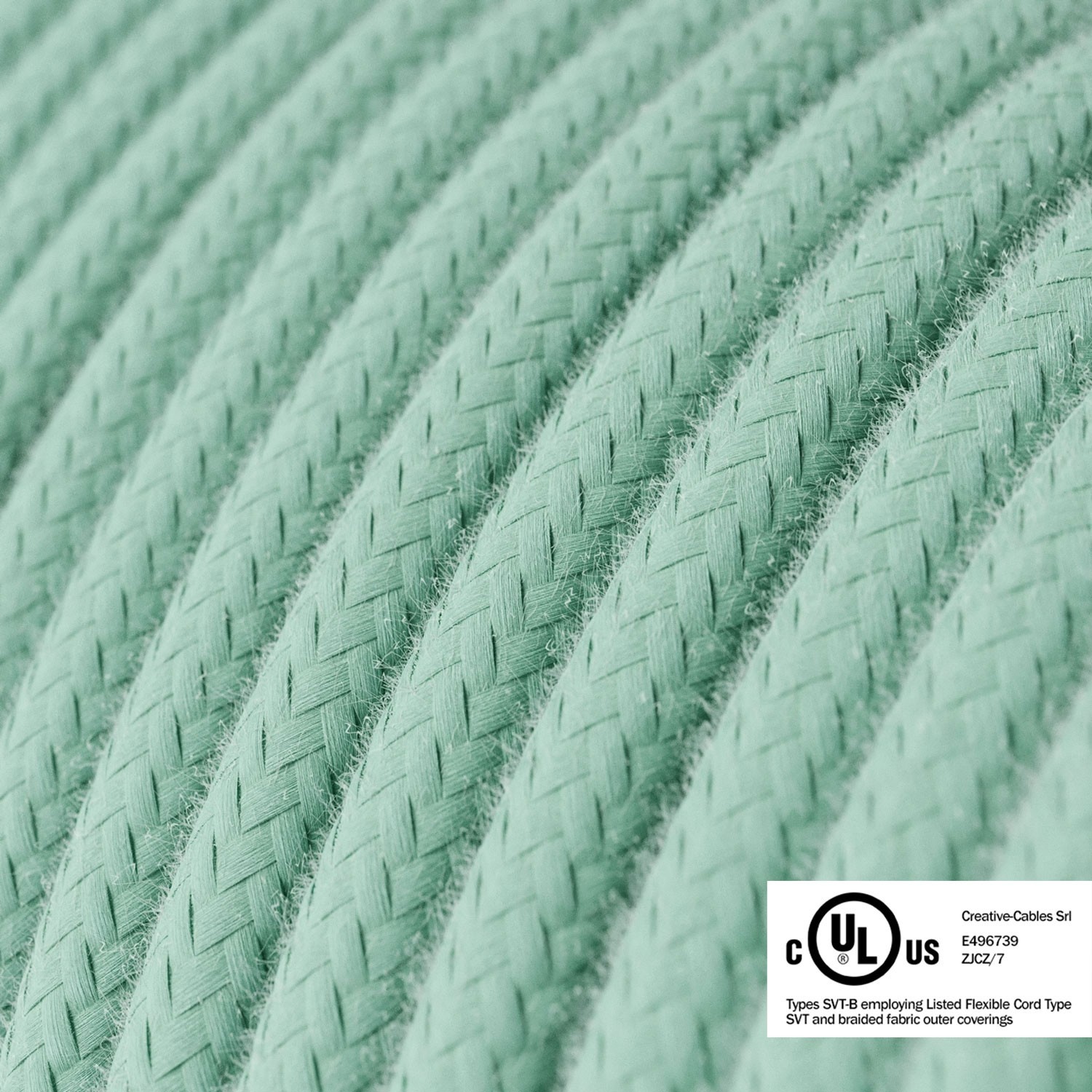 Mint Green Cotton covered Round electric cable - RC34