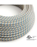 Natural & Blue Linen Stripe covered Round electric cable - RD55