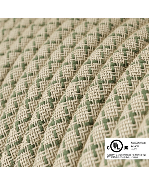 Natural & Thyme Green Linen CrissCross covered Round electric cable - RD62