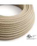 Natural & Brown Linen CrissCross covered Round electric cable - RD63