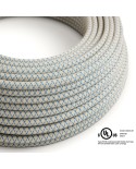 Natural & Blue Linen Criss Cross covered Round electric cable - RD65