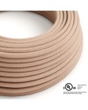 Natural & Pink Linen Chevron covered Round electric cable - RD71