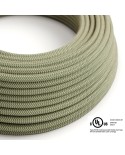 Natural & Thyme Green Linen Chevron covered Round electric cable - RD72