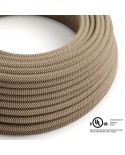 Natural & Brown Linen Chevron  covered Round electric cable - RD73