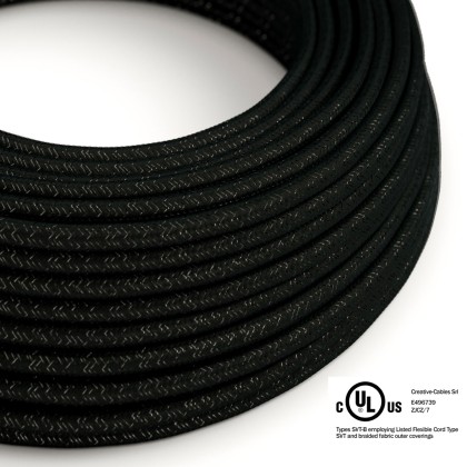 Black Glitter covered Round electric cable - RL04