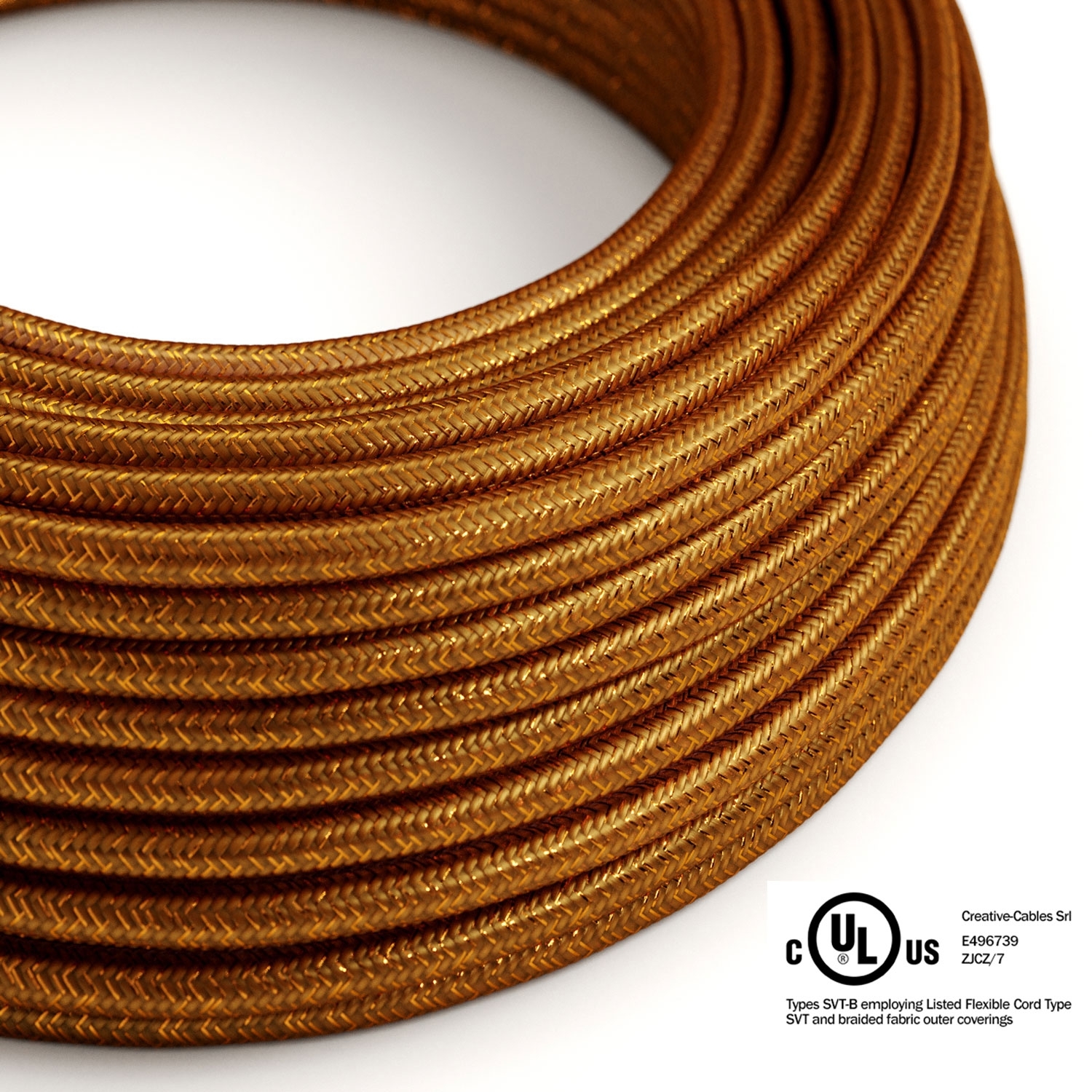 Brass Metal Braided Cord - Round 3-Wire Cable - PER FOOT