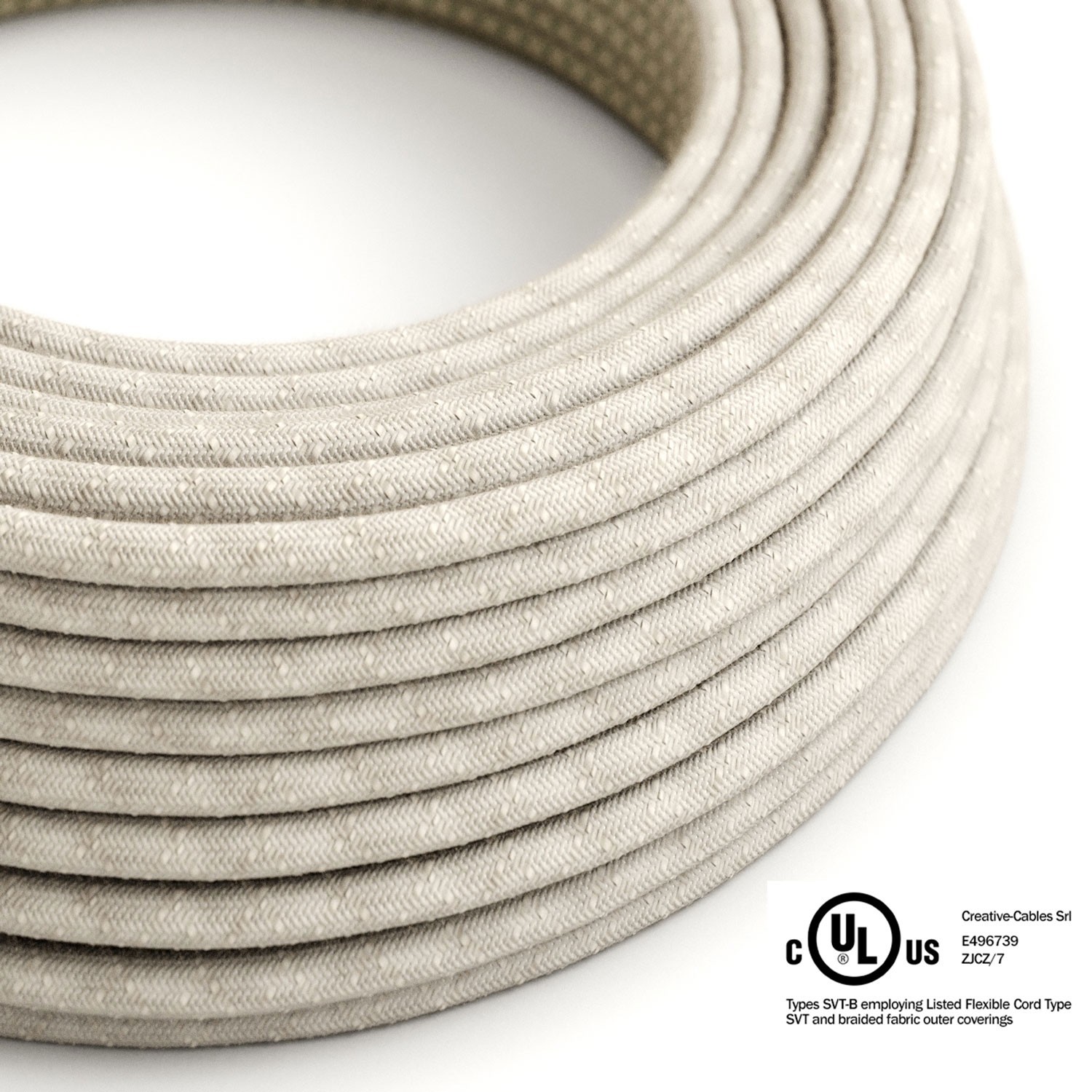 Natural Linen covered Round electric cable - RN01