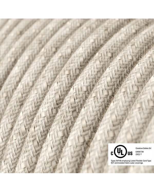 Natural Linen covered Round electric cable - RN01