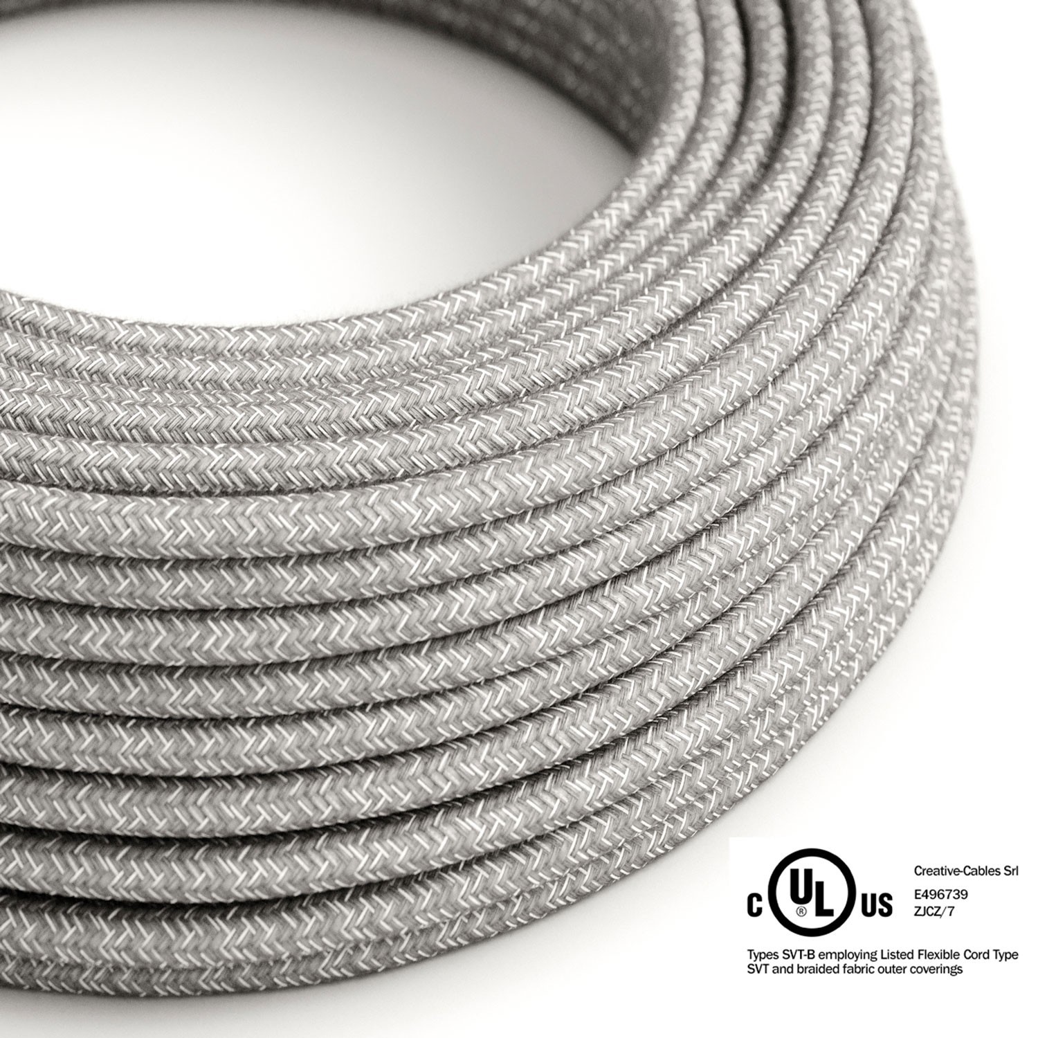 Gray Linen covered Round electric cable - RN02