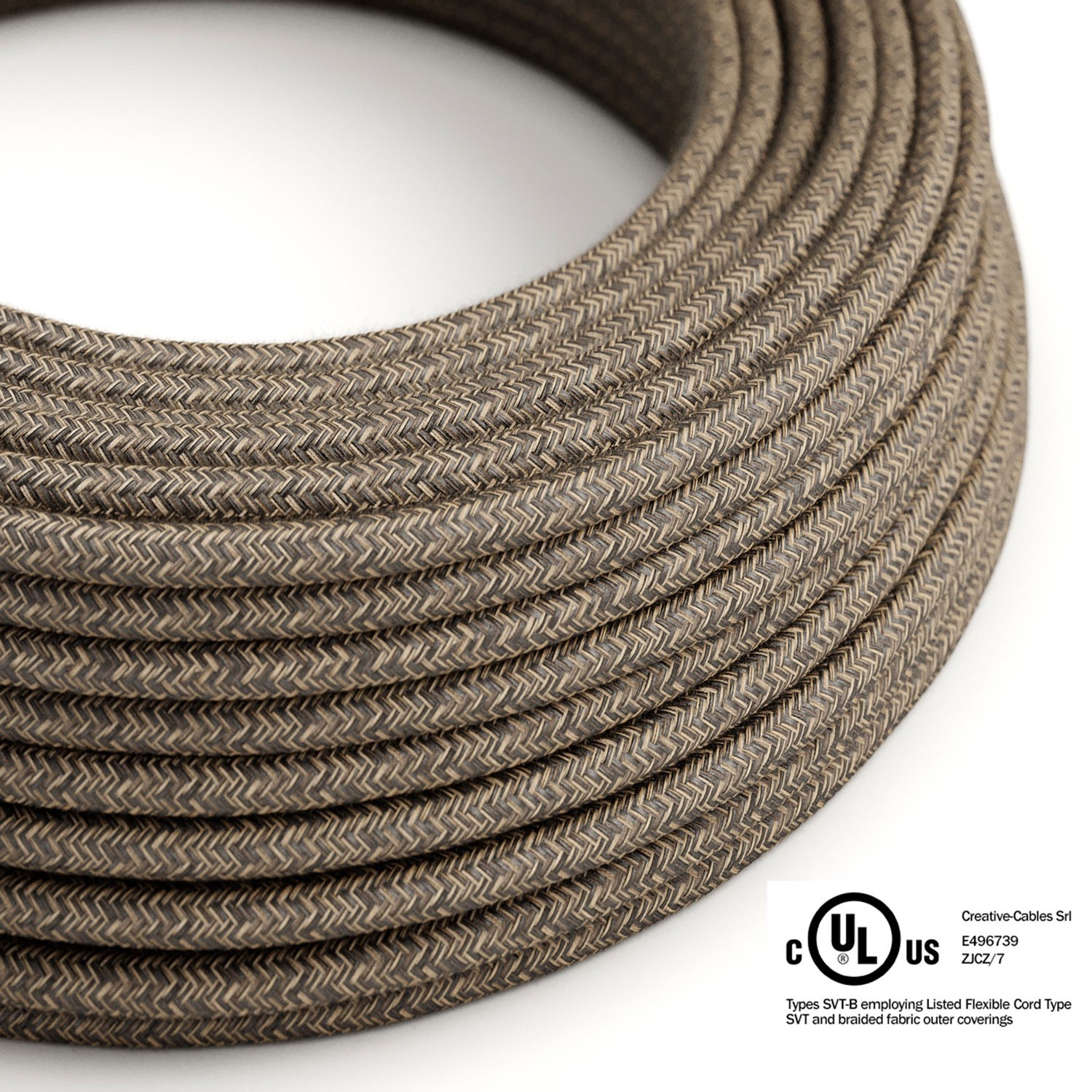 Brown Linen covered Round electric cable - RN04