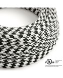 Black & White Houndstooth covered Round electric cable - RP04