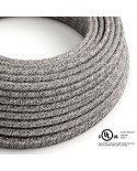 Black Glitter Cotton & Natural Linen Tweed covered Round electric cable - RS81