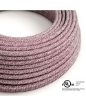 Red Glitter Cotton & Natural Linen Tweed covered Round electric cable - RS83