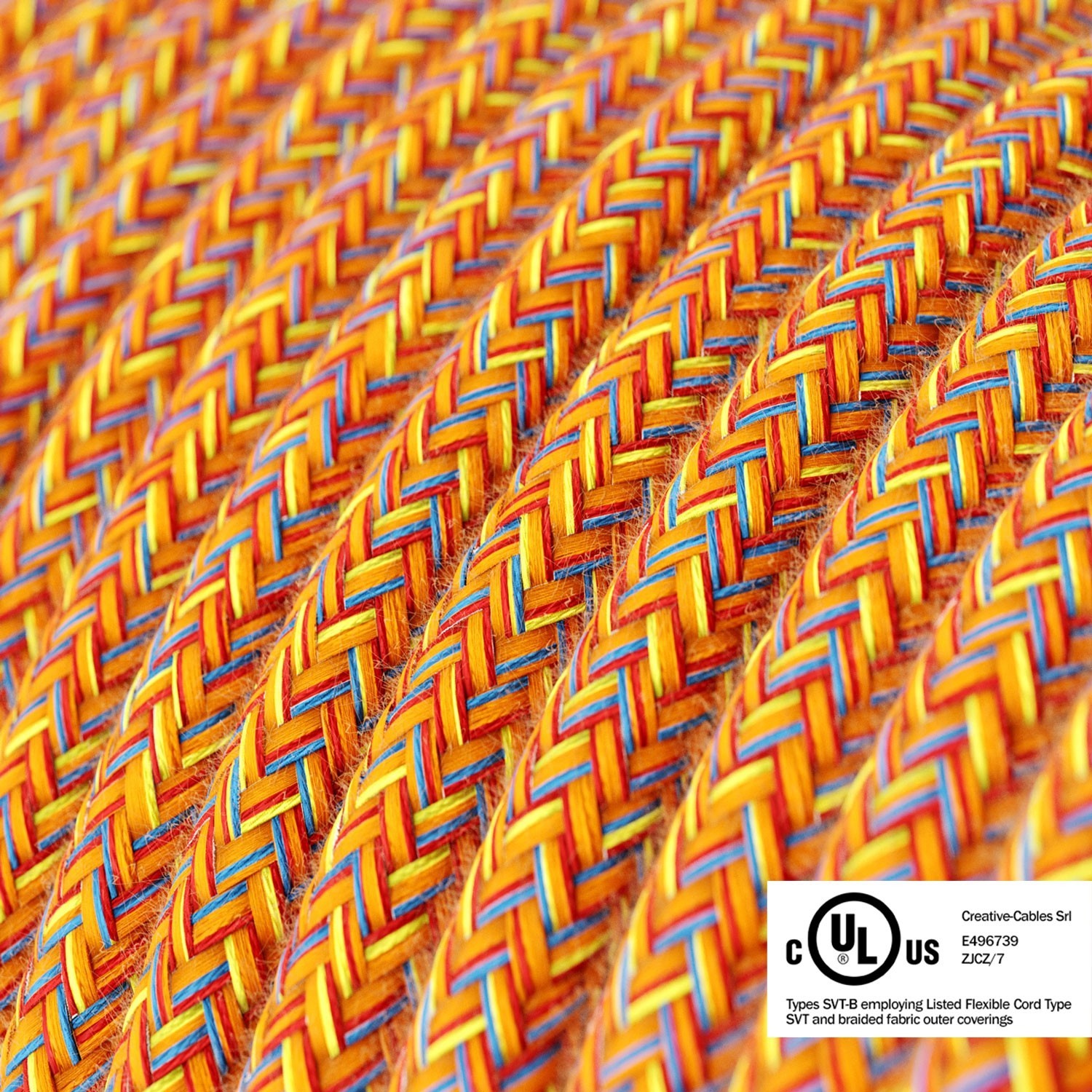 Orange Cotton Tweed covered Round electric cable - RX07