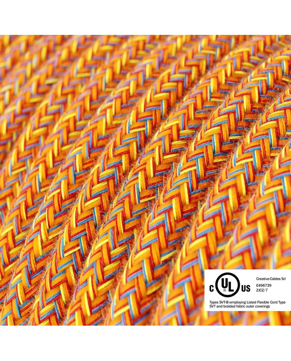 Orange Cotton Tweed covered Round electric cable - RX07