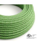 Green Cotton Tweed covered Round electric cable - RX08