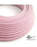 Fuchsia & White Chevron covered Round electric cable - RZ08