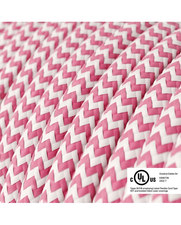 Fuchsia & White Chevron covered Round electric cable - RZ08