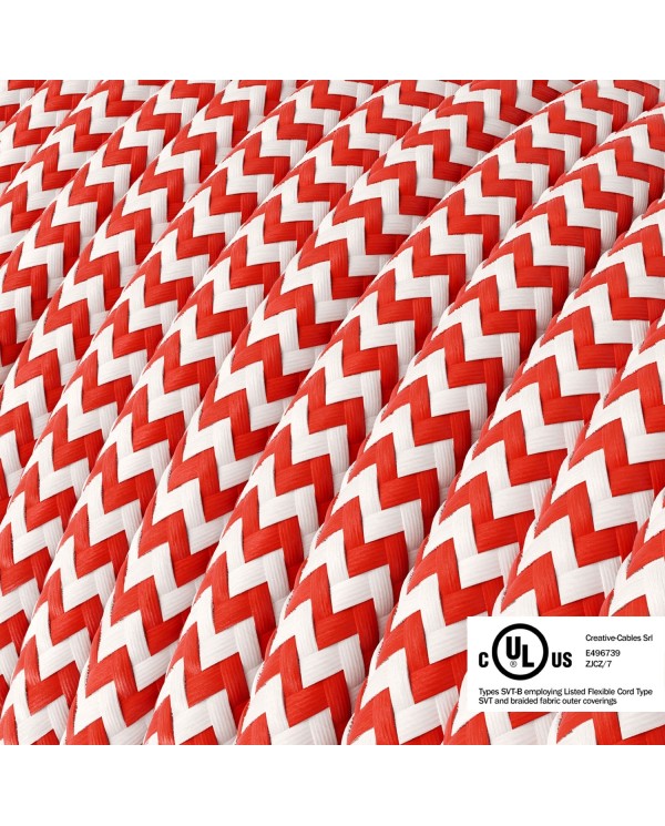 Red & White Chevron covered Round electric cable - RZ09