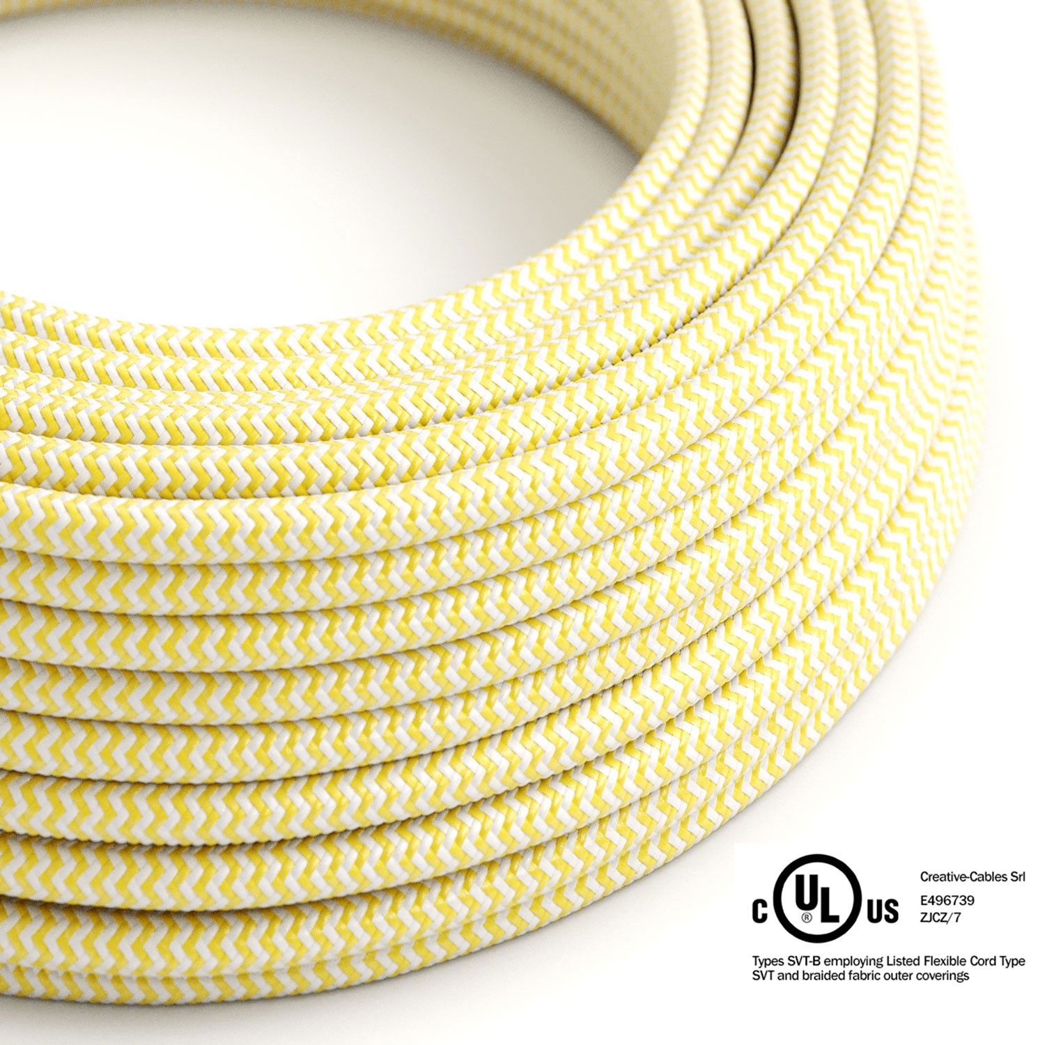 Yellow & White Chevron covered Round electric cable - RZ10