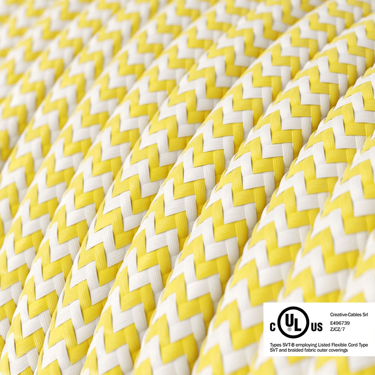 Yellow & White Chevron covered Round electric cable - RZ10