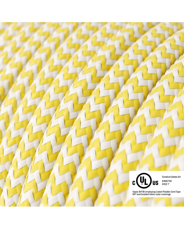 Yellow & White Chevron covered Round electric cable - RZ10