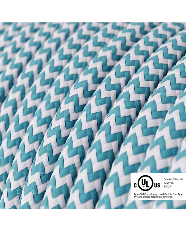 Light Blue & White Chevron covered Round electric cable - RZ11