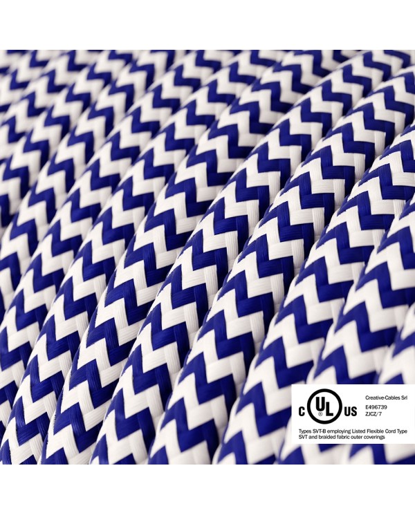 Blue & White Chevron covered Round electric cable - RZ12