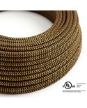 Gold & Black Rayon Chevron covered Round electric cable - RZ24