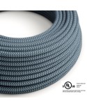 Blue Cotton chevron covered Round electric cable - RZ25