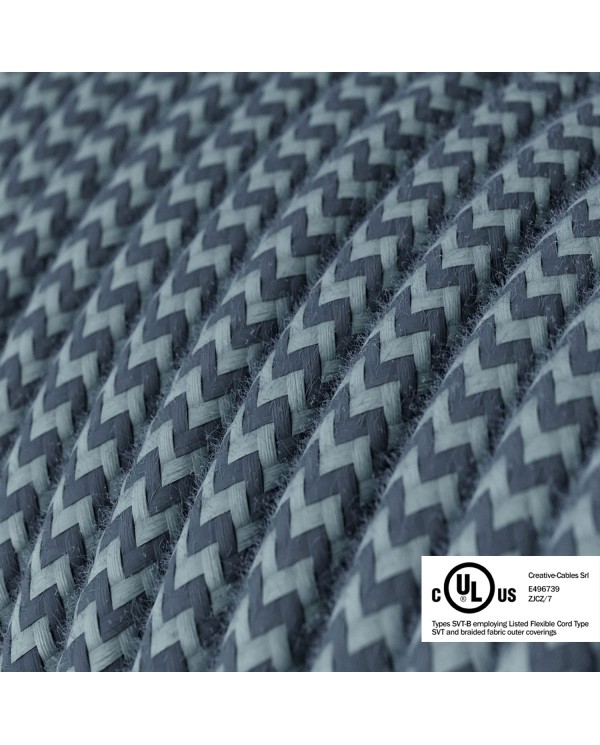 Blue Cotton chevron covered Round electric cable - RZ25