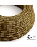 Mustard & Charcoal Cotton Chevron covered Round electric cable - RZ27