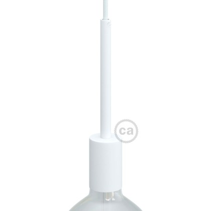 Cylindrical metal UL E26 socket kit with 15 cm cable clamp - Matt White